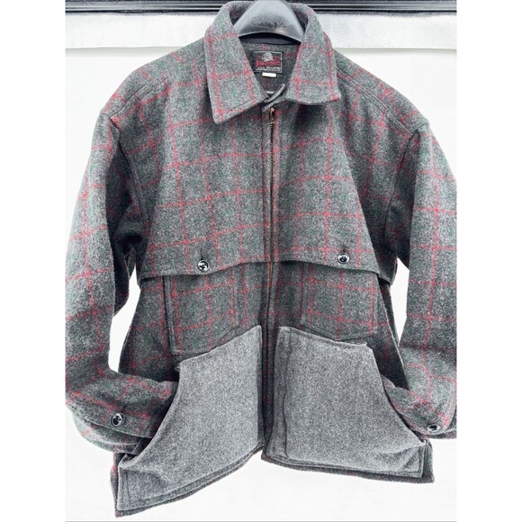 vintage JOHNSON WOOLEN MILLS wool coat 48R mackinaw MALONE hunting jacket 1960s - Picture 9 of 13